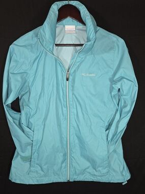 Columbia Women's Light Blue Packable Rain Jacket